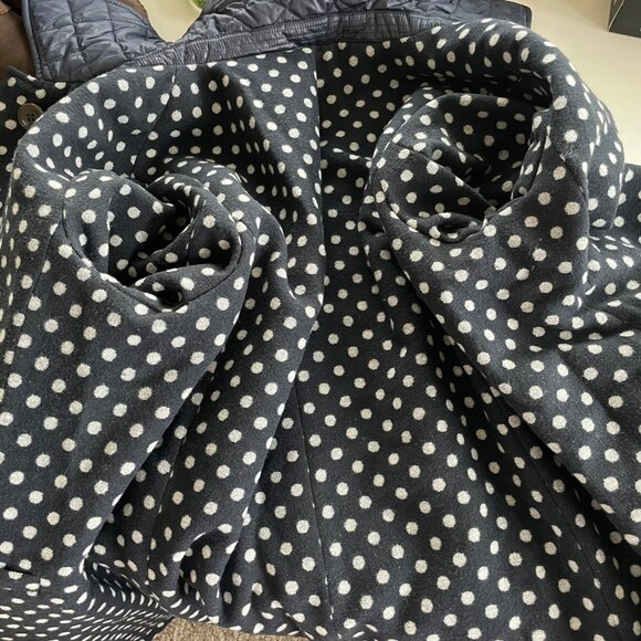 Kate Spade Wool Blend Reversible Quilted Coat Blue Polka Dot Women’s Size Large - Picture 5 of 7